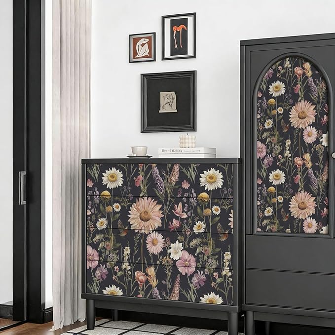 Livebor Dark Floral Peel and Stick Wallpaper Vintage Floral Contact Paper 16.9” - Image 3