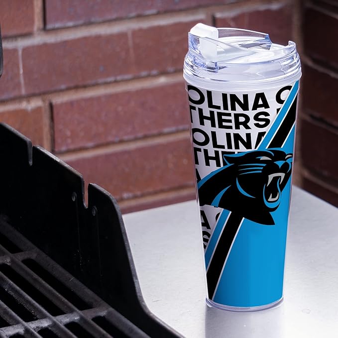 NFL Football 24oz Acrylic Tumbler with Hinged Lid, Officially Licensed Double Wall Tumbler for NFL Fans