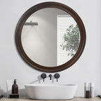 CULER Round Wall Mirrors 30 Inch, Wood Rustic Decorative Transitional Mirror - Image 7
