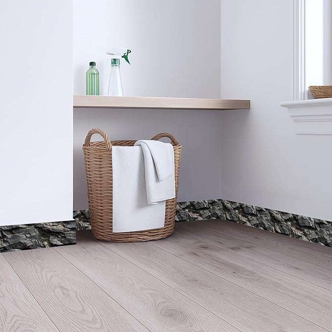 Stone Wallpaper Border 196x4 Inch Peel and Stick Wall Border Dark Slate Rock - Image 4