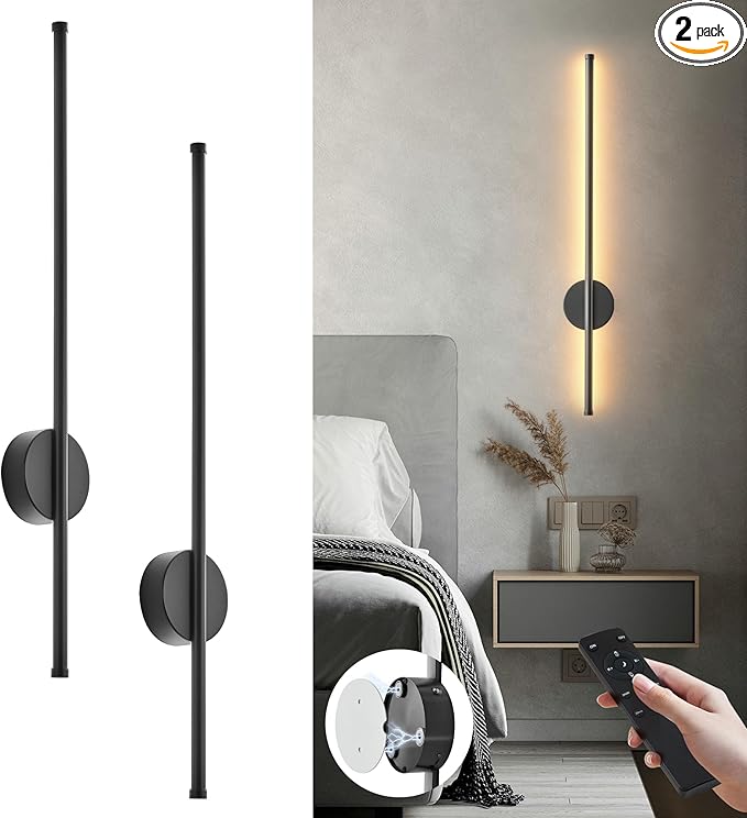 Battery Operated Modern Wall Sconces Set of Two, Rechargeable Wireless Wall by KARTOOSH