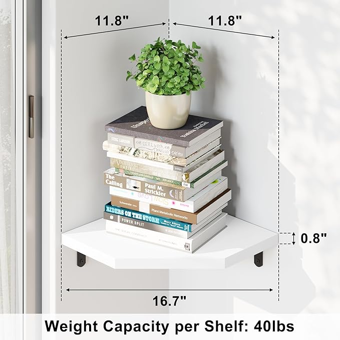 Alsonerbay Corner Wall Shelf Set of 3 Corner Shelf Wall Mount, Solid Wood - Image 3