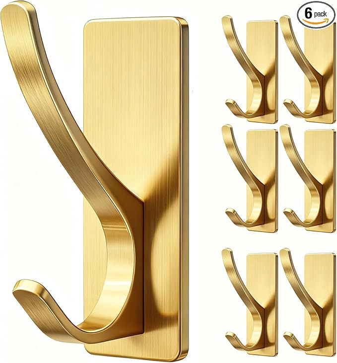 pickpiff Brushed Gold Self Adhesive Coat Hooks by pickpiff