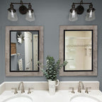 YOSHOOT Rustic Wooden Framed Wall Mirror, Natural Wood and Iron Bathroom Vanity - Image 3