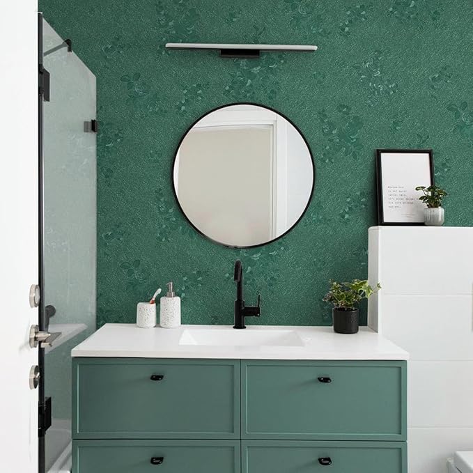 Dark Green Wallpaper Embossed Floral Peel and Stick Wallpaper 118inL78.7inW - Image 7