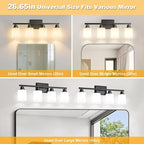 Unicozin 4-Light Bathroom Light Fixtures, Modern Black Vanity Light Over Mirror - Image 6