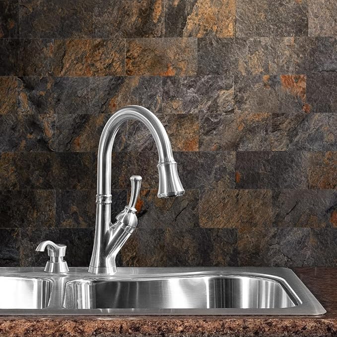 AULIGET 200 Pieces Rust Slate Peel and Stick Backsplash Wall Tiles, Laundry Room - Image 2