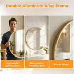 OLIXIS 24 Inch Gold Round Bathroom Wall Mirror, Round Bathroom Mirrors - Image 3