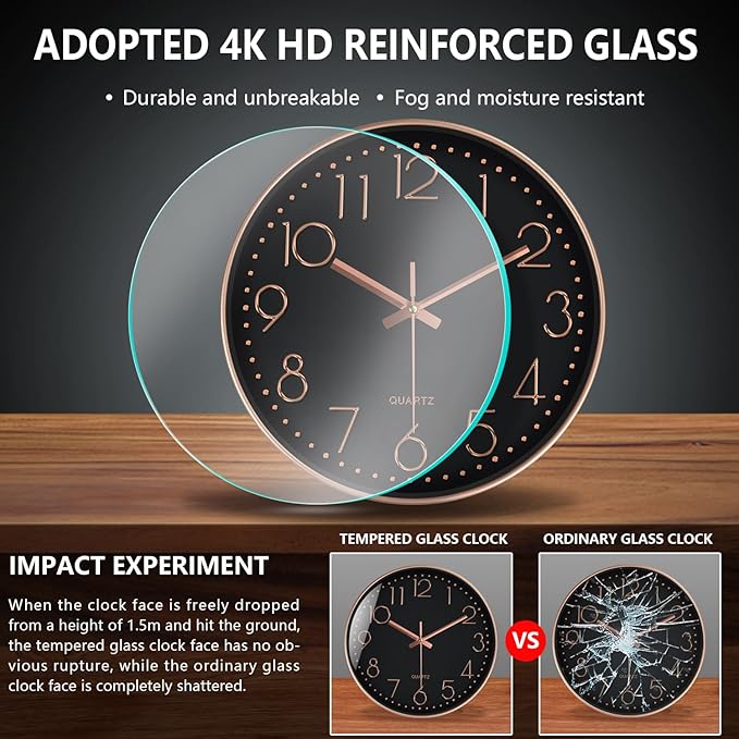 Silent Wall Clocks Battery Operated 8 Inch, Analog Wall Clock - Image 5