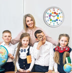 XFM Colorful Kids Wall Clock for Bedroom 14 Inch Round Learning Clock - Image 3