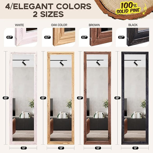 48"x14" Door Mirror, Rustic Full Length Mirror, Over The Door Hanging Mirrors - Image 2