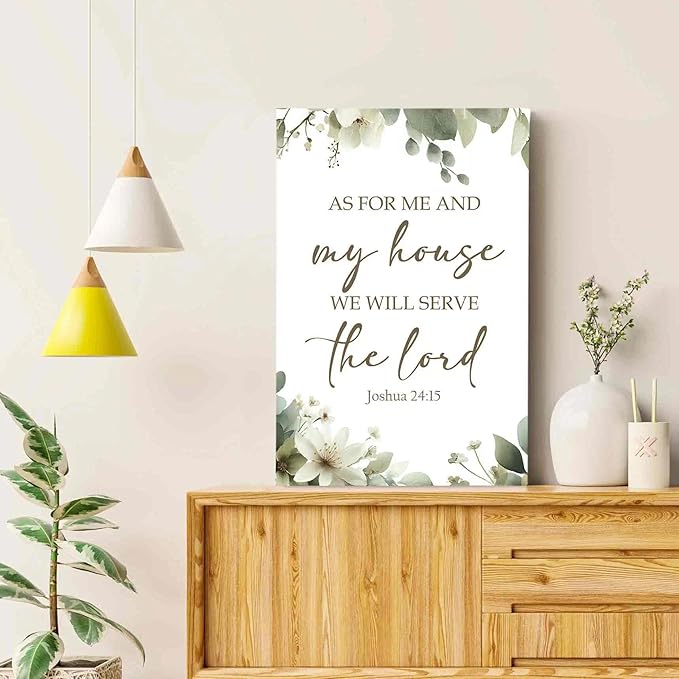 HIWX Christian Wall Decor, as for Me and My House Bible Verses Sage Green - Image 2
