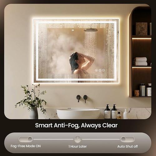 48X40 LED Bathroom Mirror with Lights, Backlit + Front Lit, Lighted Bathroom - Image 2