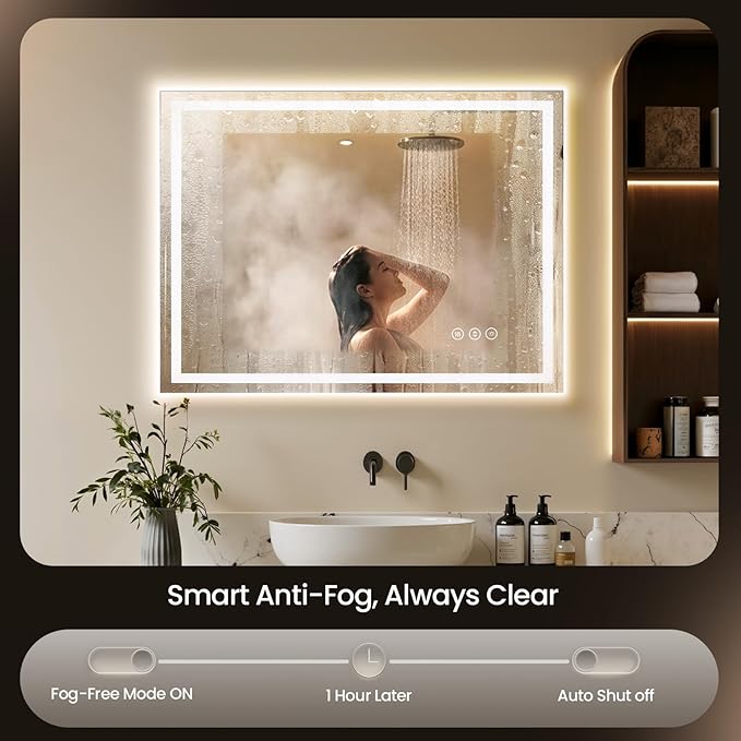 24X32 LED Bathroom Mirror with Lights, Backlit + Front Lit, Lighted Bathroom - Image 2