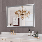 Amorho 48X36 Inch Bathroom Mirror Silver, Thick Metal Framed Wall Mirrors by Amorho