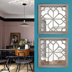 Wocred Set of 2 Farmhouse Square True Mirrors, Vintage Style Barn Wood Wall - Image 3