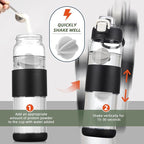 Glass Water Bottle for Protein Mixes 24 oz Protein Shaker Bottles with Whisk Ball Portable Leak Proof Shaker Blender for Fitness BPA Free
