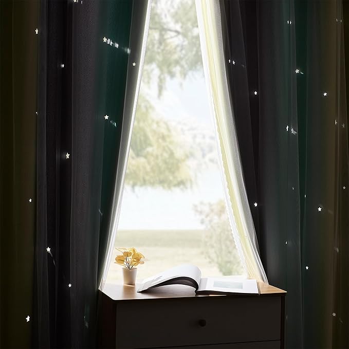 XiDi Curtains for Bedroom Decor, Rainbow GreenYellowGrey34/96/1 - Image 7