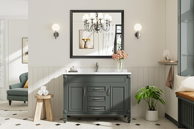 Briivue 40x36 Inch Black Bathroom Mirror - Image 9