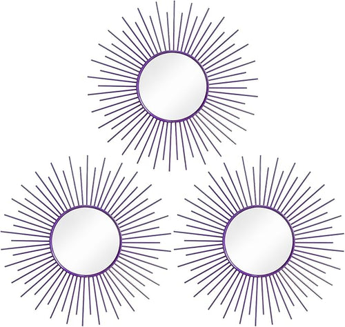3 Pack Metal Mirrors for Wall Sunburst Wall Mirrors Home Décor Decorative by Uaussi