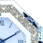 Wall Clock, Octagon Mirror Glass Clock, Cute Diamond 12-inch Non-Ticking Clock - Image 4