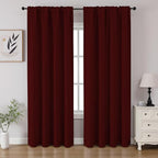CUCRAF Burgundy Red Blackout Curtains 84 inch Length 2 Panels Set, Rod Pocket by CUCRAF