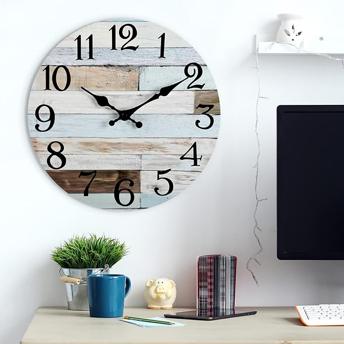 KECYET Wall Clock Battery Operated 16 Inch Silent Non-Ticking Coastal Country - Image 7