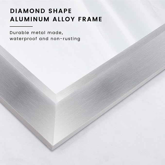 Amorho Bathroom Mirror, 28x32 Inch Silver Thick Metal Framed Wall Mirrors - Image 7