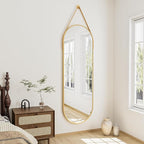 48"x16" Hanging Mirror with Leather Strap, Oval Full Length Mirror with by TinyTimes