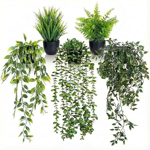 5 Pack Fake Plants for Wall Home Room Office, Artificial Hanging Plants by Unknown