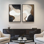 Framed Neutral Abstract Minimalist Wall Art Set of 2, Modern Canvas Prints - Image 4
