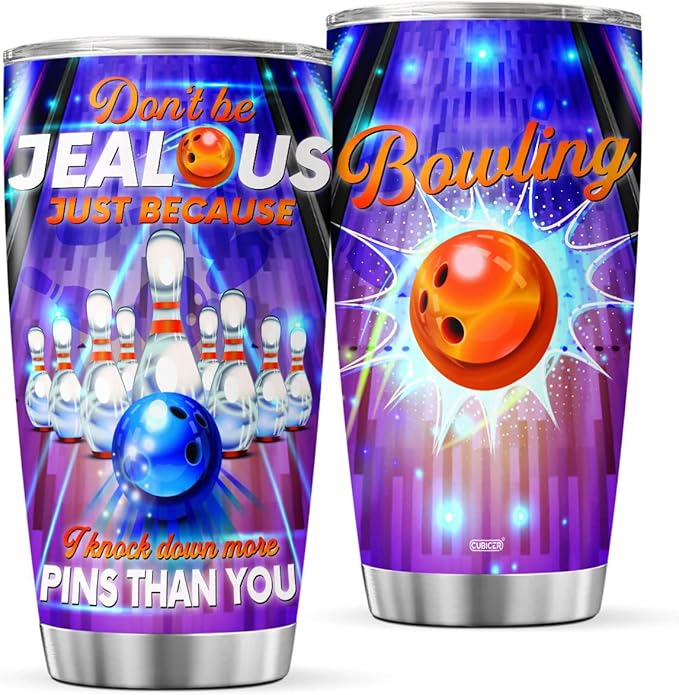 CUBICER Bowling Coffee Mugs Bowling Ball Tumbler Stainless Steel Tumblers Travel Insulated Mug 20 Oz Cup Gifts For Women Men On Christmas Birthday Party Supplies Home Decorations