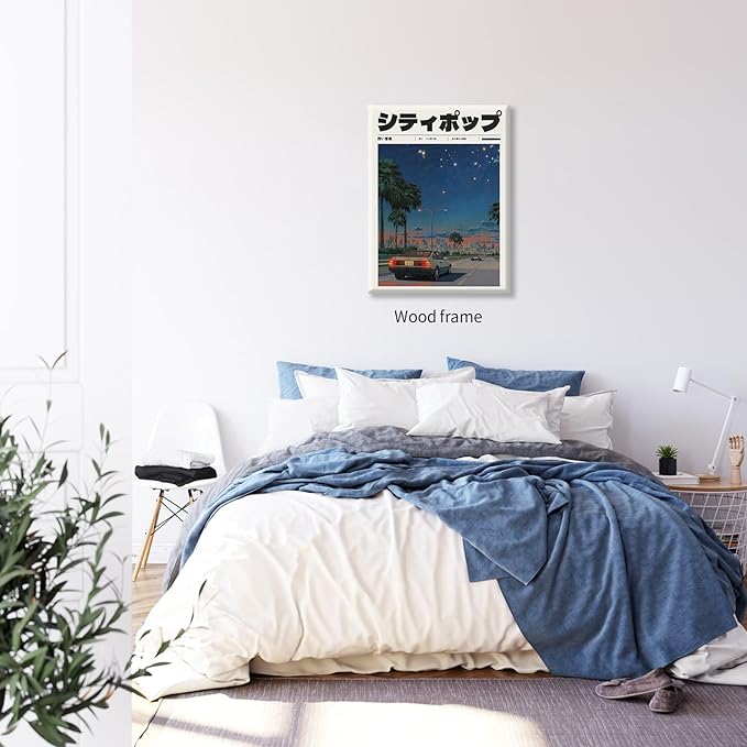 Vintage Japanese Framed Wall Art 90s Vaporwave Aesthetic Print Asian Music - Image 3