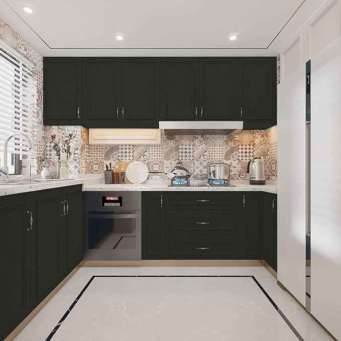 Yancorp 31.5"x394" Matte Black Contact Paper Peel and Stick Wallpaper Removable - Image 3