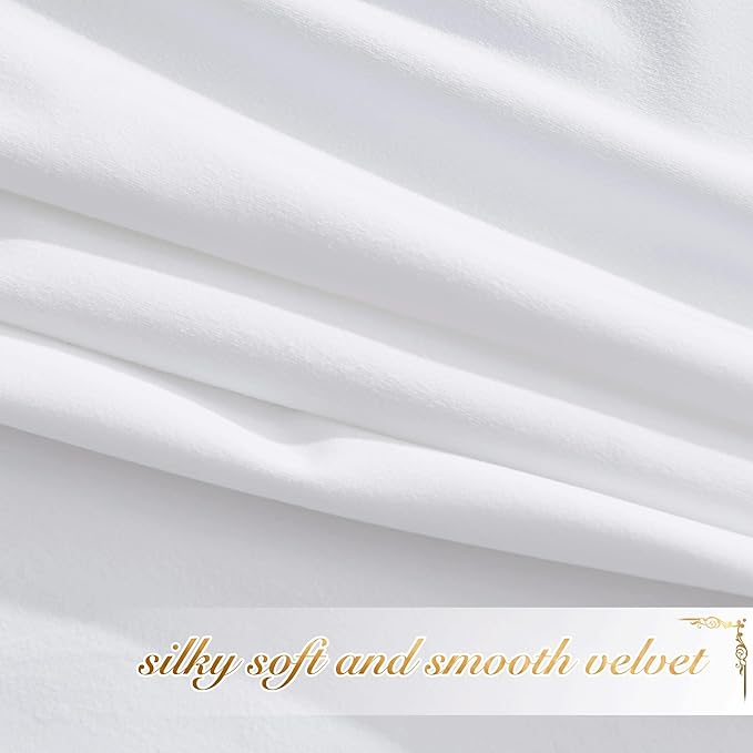 NICETOWN White Velvet Curtains 90 inches Long 2 Panels Set, Thermal Insulated - Image 5