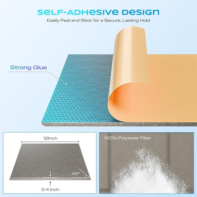6-Pack Self-Adhesive Acoustic Panels, Soundproof Wall Panels - Image 2