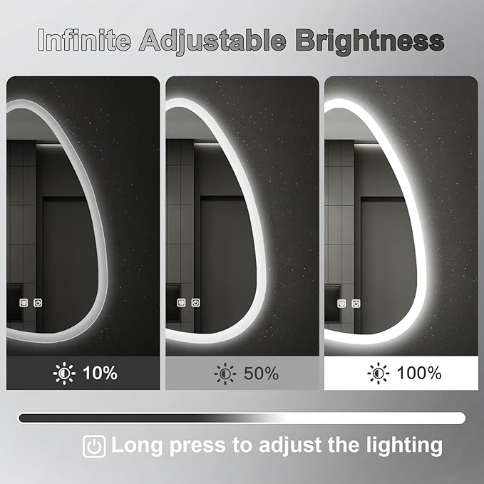 20x28 LED Bathroom Mirror with Lights Irregular, Lighted Bathroom Vanity Mirror - Image 3