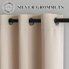 IGEMAEVE Beige Curtains 108 Inch Length 2 Panels Set, Light Filtering Curtains - Image 3