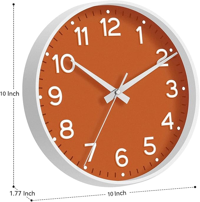 Roymnie Wall Clock 10 Inch Silent Wall Clocks Battery Operated-Modern Non - Image 3