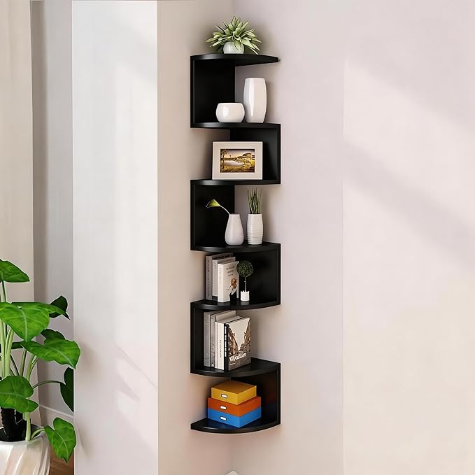Corner Shelf Wall Mount, 7-Tier Floating Corner Bookshelf by Frawenleco