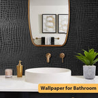 Arthome 17"×240" Black Crocodile Peel and Stick Wallpaper, Charcoal Black - Image 4