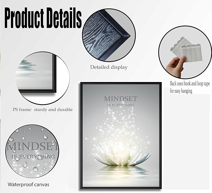 Floating Framed Zen Wall Art, Just Breathe Picture Poster - Image 3