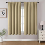 CUCRAF Beige Blackout Curtains 45 inch Length 2 Panels Set, Rod Pocket Room by CUCRAF