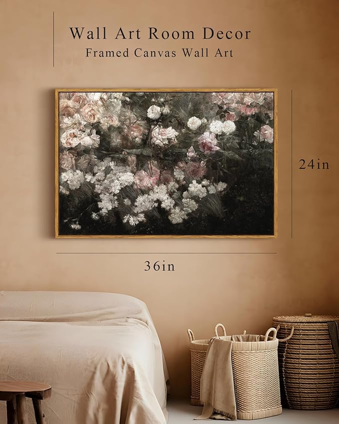 InSimSea Framed Canvas Wall Art Vintage Decor, Home Decor Garden in May Flower - Image 4