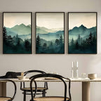 Mountain Wall Art Decor Set of 3 Sage Green Forest Canvas Wall Art Prints by Unknown