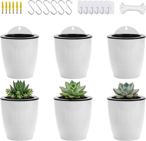 4 Inch Self Watering Hanging Planters, Wall Mounted Plant Pots by OrimercGarden