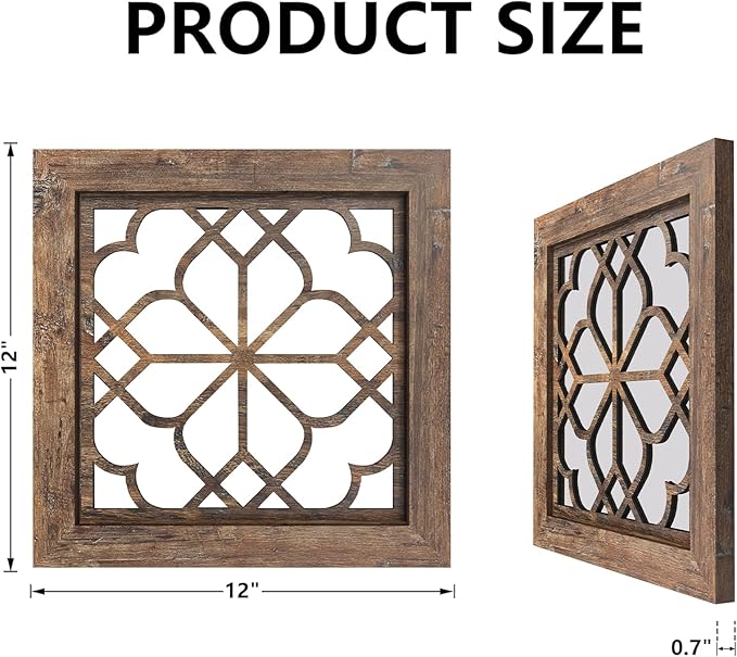 Boho Wall Mirror Decor, Square Shatterproof Vintage Style Mirrors - Image 4