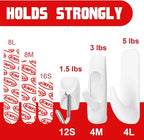 Sinfuo 20 Hooks for Hanging Variety Pack, Adhesive wall Hooks Heavy Duty - Image 3