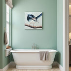 JolyWell Hand-Painted Bathroom bird wall artt, Sparrow canvas Wall Picture by JolyWell