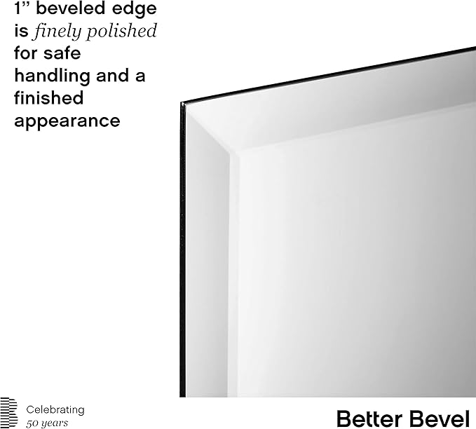 Better Bevel Frameless Rectangle Mirror | 24" x 36" Bathroom Wall Mirror - Image 4
